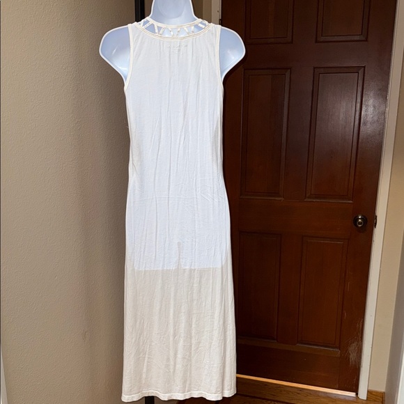 Beyond Yoga White Lattice V-Neck Midi Light Weight Dress Women’s Size S - Picture 4 of 5